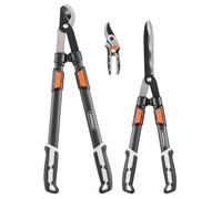 VonHaus Set de Tijeras de Podar, 3 Piezas - Tijeras Cortasetos - Cizalla de Poda con Mango Telescópico Extensible - Suave Empuñadura - Ligeras