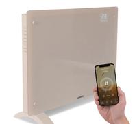 VONROC Calefactor Convector 1500W con Control Inteligente WiFi Beige | vidrio templado y aluminio, control mediante app Tuya Smart Life