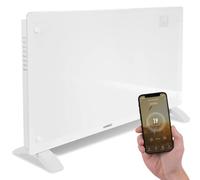 VONROC Calefactor Convector 2500 con Control Inteligente WiFi Blanco | vidrio templado y aluminio, control mediante app Tuya Smart Life
