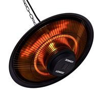 VONROC Calefactor de Terraza Colgante con Calor Infrarrojo 360° 1500W | negro mate, Ø42 cm, aluminio, control remoto incluido, IP44