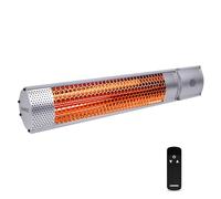 VONROC Calefactor Infrarrojo de Terraza 2000W Low Glare con Mando | gris plata, aluminio, montaje pared o techo, 2 niveles de potencia, control remoto, IP65