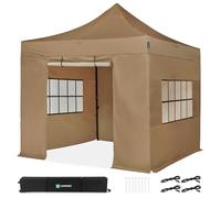 VONROC Carpa para Fiestas Pop-Up - 3x3 m Beige Incl. Paredes Laterales | Diseño modular - Plegable - Impermeable - Protección UV 50+ - Incluye bolsa de almacenamiento