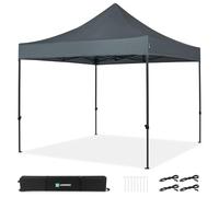 VONROC Carpa Plegable Pop-Up 3x3 m Impermeable UV50+ Gris | Oxford 420D con revestimiento PVC, Bolsa con Ruedas, Modular y Ampliable, Para Jardín