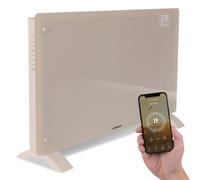 VONROC Convector Eléctrico Smart 2000W con WiFi y Panel de Vidrio Beige | vidrio templado y aluminio, control mediante app Tuya Smart Life