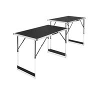 VONROC Juego de 2 mesas multifuncionales de 100 x 60 cm, altura regulable, plegable, ligera y portátil, para interior y exterior, resistente a arañazos y tempererial, incluye
