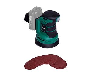 VONROC Lijadora excéntrica inalámbrica 20 V - Ø125 mm - Conexión de aspiradora, bolsa de aspiradora, 12 hojas abrasivas, sin batería ni cargador