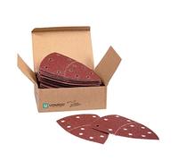 VONROC Set de 50 unidades de papel de lija - Para lijadoras de palma y multilijadoras - 100x150 mm - parte delantera giratoria