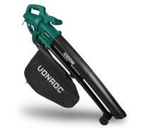 VONROC Soplador de Hojas Eléctrico 3300W 3 en 1 Aspirador y Triturador | 270 km/h - Bolsa de Recogida 40L - Ligero con Ruedas y Correa de Transporte