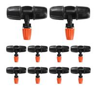VooGenzek 10 Piezas Boquilla Atomizadora de Tres Vías para Tubo 8/12 mm, Boquillas de Niebla Ajustables con Accesorios de Riego de Púas Bloqueados, para Césped, Jardín