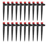 VooGenzek 20 Piezas Gotero de Riego para Tubo 4/7 mm, 360-Grado 8-Agujero Aspersore de Riego Ajustables, Cabezas de Riego para Goteo Goteros con Conectore de Púas & Estaca Microtubo Piqueta, Rojo