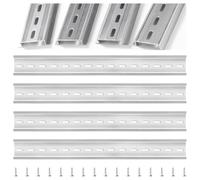 VooGenzek 4 Piezas Carril DIN, Rail Ranurado de Aluminio con 16 Piezas Tornillos, para Serie de Terminales de Carril y Contactor, 35*300 mm