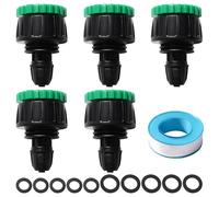 VooGenzek 5 Piezas G1/2 G3/4 a 4/7 mm Tubo de Riego por Goteo de Adaptador, Conectores de Tubo de Riego por Goteo, Agricultura Accesorios de Riego, con Hebilla de Bloqueo, para Césped, Jardines