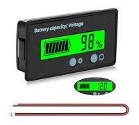 VooGenzek Medidores de Batería DC, Indicador de Voltaje de Capacidad de Batería Monitores, Probador de Batería de Plomo Ácido y Litio, Pantalla LCD DC 12V - 72V Medidor de Batería (Luz Verde)