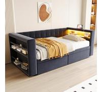 Vopese Sofá Cama con Almacenamiento Multifuncional: diseño Inteligente, iluminación LED, enchufes y cajones Grandes, para un hogar cómodo y organizado.