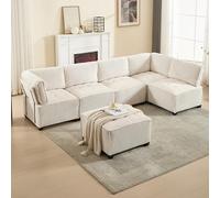 Vopese Sofá Modular 6 Asientos: Diseño Ergonómico, Almohadones de Alta Resiliencia, para Familias y Espacios Grandes
