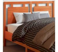 Vorpalize Cabecero de cama de madera maciza de pino de 135 cm, color marrón cera, cabecero de cama de madera con vetas rústicas, apto para cama de 135 cm, adecuado para leer o ver la televisión