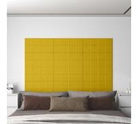 Vorpalize Cabeceros de pared 12 unidades de terciopelo amarillo 60 x 30 cm rectangular cabecero de cama con base de madera para decoración de dormitorio
