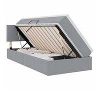 Vorpalize Cama de almacenamiento con colchón gris claro 90 x 200 cm, marco de madera de terciopelo con somier y mecanismo hidráulico para zonas de dormitorio modernas