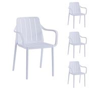 VORTIVO Juego de 4 sillas de jardín apilables - Sillas de Exterior Color Blanco, Resistentes a la Intemperie y a los Rayos UV, soportan hasta 200 kg - Ideales para balcón, terraza y Comedor