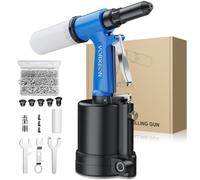 VORXEON Pistola de remache neumática de 3/32" a 1/4" con 500 remaches ciegos de aluminio Herramienta neumática de potencia Remachadora de aire Presión de tracción 3916 lbf para Metalurgia Automotriz