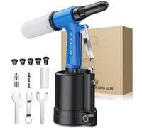 VORXEON Remachadora Neumática con 4 Boquillas 2.4mm 3.2mm 4mm 4.8mm 6.4mm 1780KGF Pistola de Remachadora Hidraulica para Automóviles Coche Garaje Barco