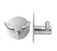 VOSAREA 2piezas Ganchos de Pared de Acero Inoxidable Colgador Adhesivo para Toallas y Abrigos Resistente la Corrosión para Cocina y Baño Diseño de Doble Gancho Fácil Instalación