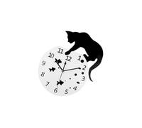 VOSAREA Reloj de Pared Creativo de Gato y Pecera, Reloj de Pared de Acrílico, de Cuarzo, Silencioso, Colgante, Metal y Acrílico, para Salón y Librería