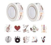 VOSSOT 1000 PCS Pegatinas Musicales, 2 Rollos de Stickers Vintage Aesthetic para Scrapbooking, Álbumes de Fotos, Pegatinas Decorativas y Pegatinas para Libros DIY