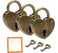 VOSSOT 3PCS Candados Corazón Vintage con Llave, Mini Candado Romántico Retro Acero, Candado Decorativo Corazón Joyero, Diario, Cajón, Armario, Regalo Pareja, San Valentín, Aniversario, Boda