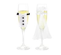 VOSSOT Decoración de Boda para Copa de Champán, Decoración de Cristal Mr & Mrs, Decoración de Mesa de Poliéster y Tul para Celebraciones y Bodas