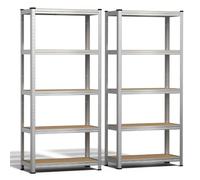 VOUNOT® 2 x Estantería Metálica 150x70x30 cm, Estante Almacenamiento de 5 Niveles, Estantería Cargas Pesadas, Montaje sin Herramientas, Carga de 875 kg, para Garaje, Bodega, Trastero