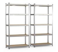 VOUNOT 2 x Estantería Metálica Reforzada 180x90x40 cm, Estante Almacenamiento de 5 Niveles, Estantería Cargas Pesadas, Montaje sin Herramientas, Carga de 1250 kg, para Garaje, Bodega, Trastero