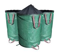 VOUNOT® 3 x Sacos Basura 170L Bolsas de Basura de Jardín Pop Up, Bolsa Residuos con Asas, Plegables y Reutilizables