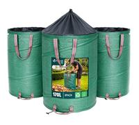 VOUNOT® 3 x Sacos Basura 170L Bolsas de Basura de Jardín Pop Up, Bolsa Residuos con Asas, Plegables y Reutilizables