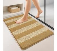 VOUNOT® Alfombra de Baño Antideslizante 60 x 90 cm, Alfombrilla Súper Absorbente y Extra Gruesa de Chenille de Microfibra Lavable a Máquina, Suave y Acolchada, Beige