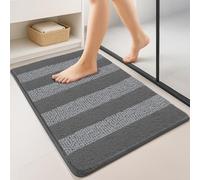 VOUNOT® Alfombra de Baño Antideslizante 60 x 90 cm, Alfombrilla Súper Absorbente y Extra Gruesa de Chenille de Microfibra Lavable a Máquina, Suave y Acolchada, Gris
