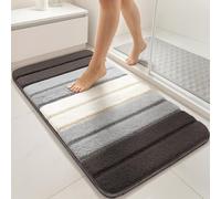 VOUNOT® Alfombra de Baño Antideslizante 60 x 90 cm, Alfombrilla Súper Absorbente y Extra Gruesa de Microfibra con Diseño Degradado Lavable a Máquina, Suave y Acolchada, Gris