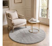 VOUNOT® Alfombra Moderna para Salón Ø 120cm, Pelo Corto Suave y Lavable, con Base y Alfombrilla Antideslizante Doble, para Dormitorio o Habitación, Gris