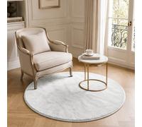 VOUNOT® Alfombra Moderna para Salón Ø 120cm, Pelo Corto Suave y Lavable, con Base y Alfombrilla Antideslizante Doble, para Dormitorio o Habitación, Crema
