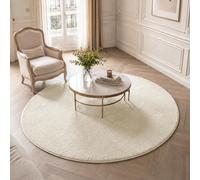VOUNOT® Alfombra Moderna para Salón Ø 160cm, Pelo Corto Suave y Lavable, con Base y Alfombrilla Antideslizante Doble, para Dormitorio o Habitación, Beige