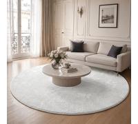 VOUNOT® Alfombra Moderna para Salón Ø 200cm, Pelo Corto Suave y Lavable, con Base y Alfombrilla Antideslizante Doble, para Dormitorio o Habitación, Crema