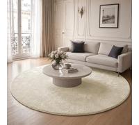 VOUNOT® Alfombra Moderna para Salón Ø 200cm, Pelo Corto Suave y Lavable, con Base y Alfombrilla Antideslizante Doble, para Dormitorio o Habitación, Beige