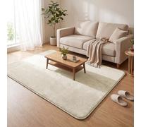 VOUNOT® Alfombra Moderna para Salón 140x200 cm, Pelo Corto Suave y Lavable, con Base y Alfombrilla Antideslizante Doble, para Dormitorio o Habitación, Beige