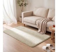 VOUNOT® Alfombra Moderna para Salón 80x150 cm, Pelo Corto Suave y Lavable, con Base y Alfombrilla Antideslizante Doble, para Dormitorio o Habitación, Beige
