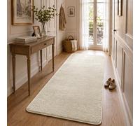 VOUNOT® Alfombra Moderna para Salón 80x200cm, Pelo Corto Suave y Lavable, con Base y Alfombrilla Antideslizante Doble, para Dormitorio o Habitación, Beige