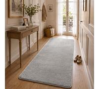 VOUNOT® Alfombra Moderna para Salón 80x200cm, Pelo Corto Suave y Lavable, con Base y Alfombrilla Antideslizante Doble, para Dormitorio o Habitación, Gris