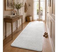 VOUNOT® Alfombra Moderna para Salón 80x200cm, Pelo Corto Suave y Lavable, con Base y Alfombrilla Antideslizante Doble, para Dormitorio o Habitación, Crema