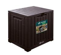 VOUNOT® Arcón Exterior Capacidad 126L PP Baúl Almacenaje Exterior con Cerradura Tapa y Asas Impermeable Caja de Almacenamiento Patio 56x44x53 cm Cofre para Ordenación de Jardín Balcón y Terraza Marrón