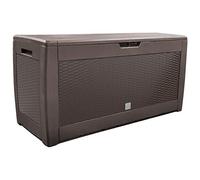 VOUNOT® Baúl de Almacenaje de Plástico para Jardín, Arcón Exterior con Tapa abatible, 310 L, Aspecto de Ratán, Marrón