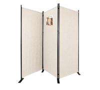 VOUNOT® Biombo Separador Plegable 3 Paneles Separador de Ambientes 262x30x173 cm Pantalla de Privacidad Tela Poliéster y Marco Metal Divisor de Habitación para Hogar Oficina Dormitorio Interior Beige